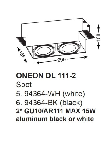 Zuma Line ONEON DL 111-2 Biały 2xGU10/AR111 94364-WH - produkt 2