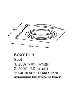 Zuma Line BOXY DL 1 Biały 1xGU10/AR111 Wpust  20071-WH - produkt 2