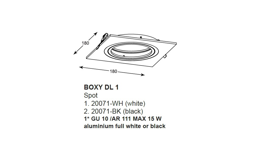 Zuma Line BOXY DL 1 Biały 1xGU10/AR111 Wpust 20071-WH