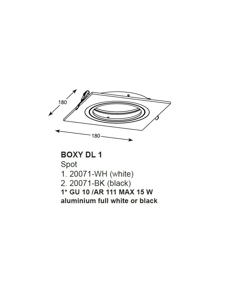 Square flush-mounted lamps - Zuma Line BOXY DL 1 Black 1xGU10/AR111 Drop-in 20071-BK - product kolory-swiatla.pl 2