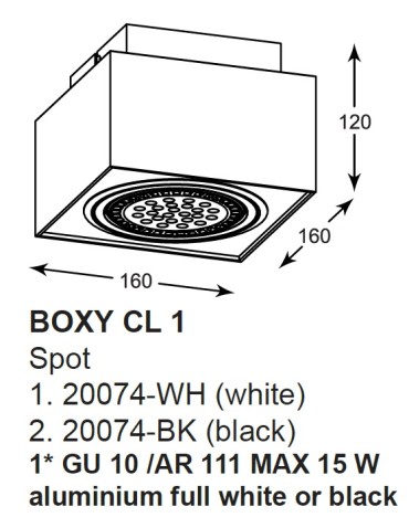 Zuma Line BOXY CL 1 White 1xGU10/AR111 Ceiling light 20074-WH - product 2