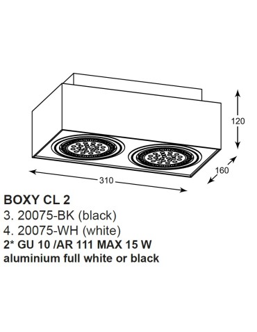 Zuma Line BOXY CL 2 Black 2xGU10/AR111 Ceiling light 20075-BK - product 2