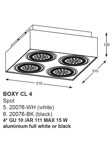 Zuma Line BOXY CL 4 White 1xGU10/AR111 Ceiling light 20076-WH - product 2