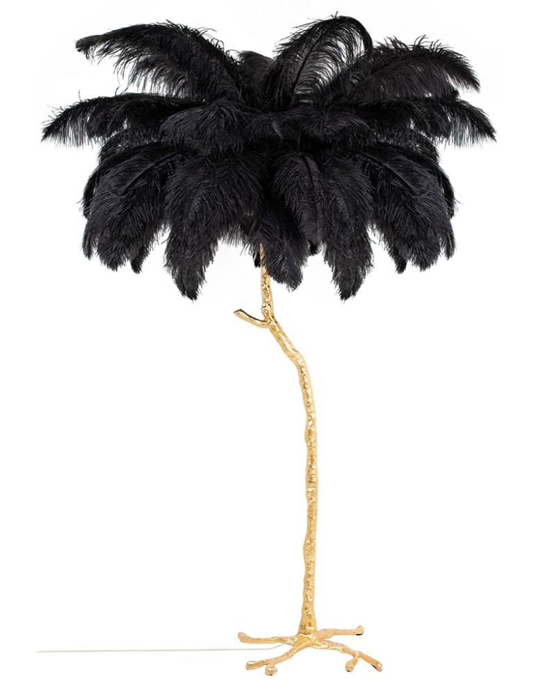 Floor lamps - King Home TIFFANY 175 floor lamp black brass/natural feathers (JL0019.BLACK) - product kolory-swiatla.pl 1