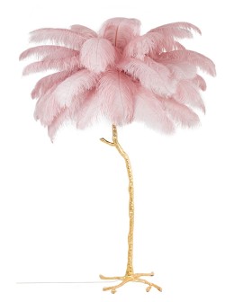 King Home TIFFANY 175 floor lamp pink brass/natural feathers (JL0019.PINK)