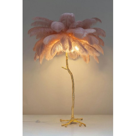 King Home Lampa podłogowa TIFFANY 175 różowa mosiądz / naturalne pióra (JL0019.PINK)