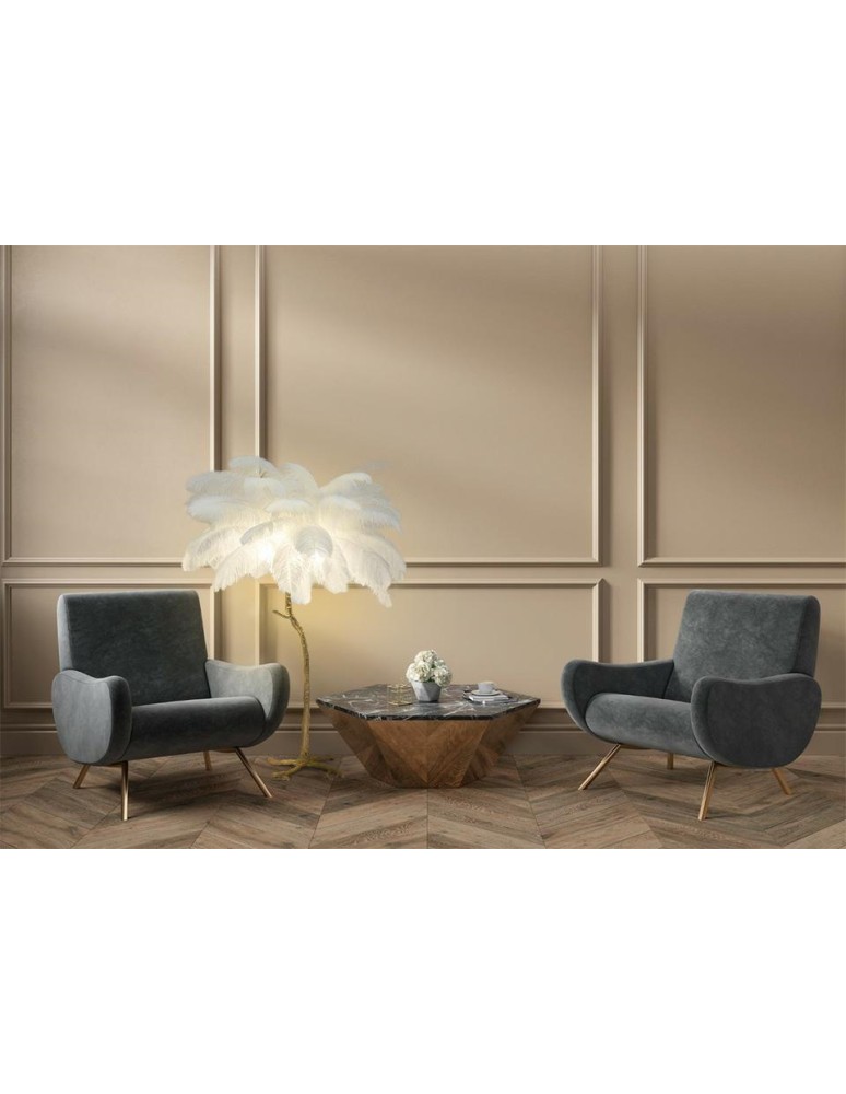 Floor lamps - King Home TIFFANY 175 floor lamp white brass/natural feathers (JL0019.WHITE) - product kolory-swiatla.pl 10
