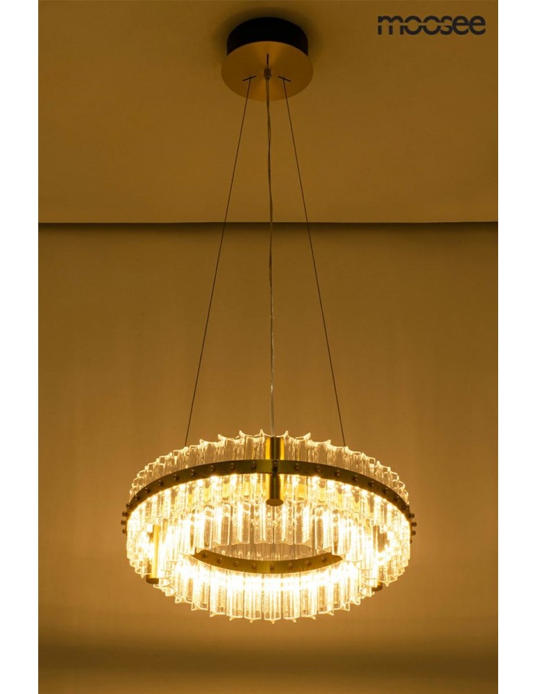 Glamour pendant lamps - Moosee MOOSEE pendant lamp SATURNUS 47 DUO gold - LED, crystal, brushed steel (MSE010100166) - product kolory-swiatla.pl 6