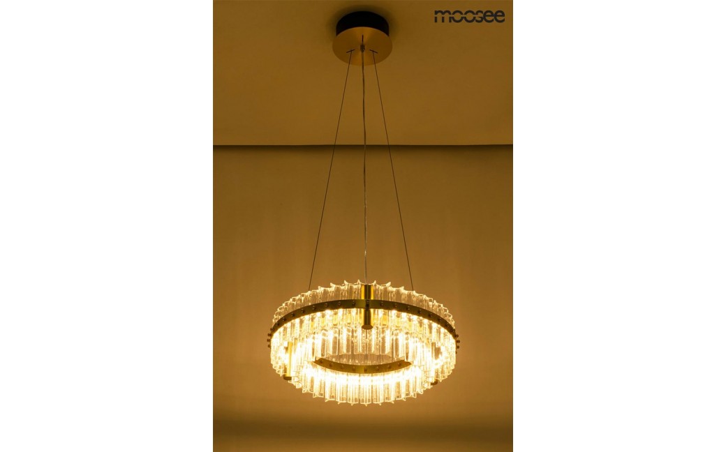 Moosee MOOSEE lampa wisząca SATURNUS 47 DUO złota - LED, kryształ, stal szczotkowana (MSE010100166)