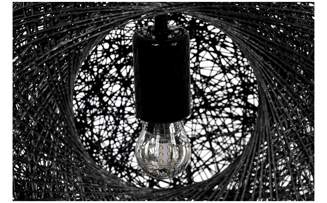 King Home Lampa wisząca LUNA 60 czarna - sznurek konopny (1027S-600.BLACK)