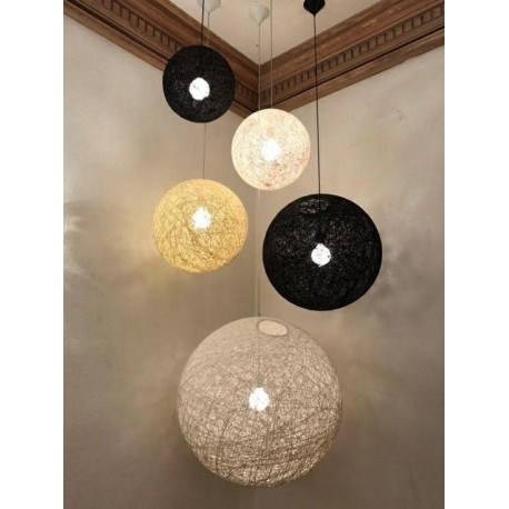 King Home Lampa wisząca LUNA 60 czarna - sznurek konopny (1027S-600.BLACK)