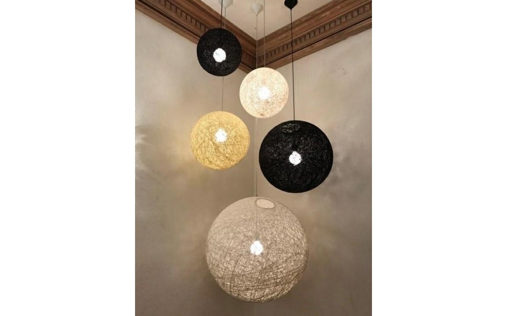 King Home Lampa wisząca LUNA 60 czarna - sznurek konopny (1027S-600.BLACK)
