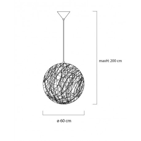 King Home Lampa wisząca LUNA 60 czarna - sznurek konopny (1027S-600.BLACK)