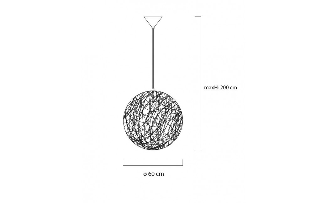 King Home Lampa wisząca LUNA 60 czarna - sznurek konopny (1027S-600.BLACK)