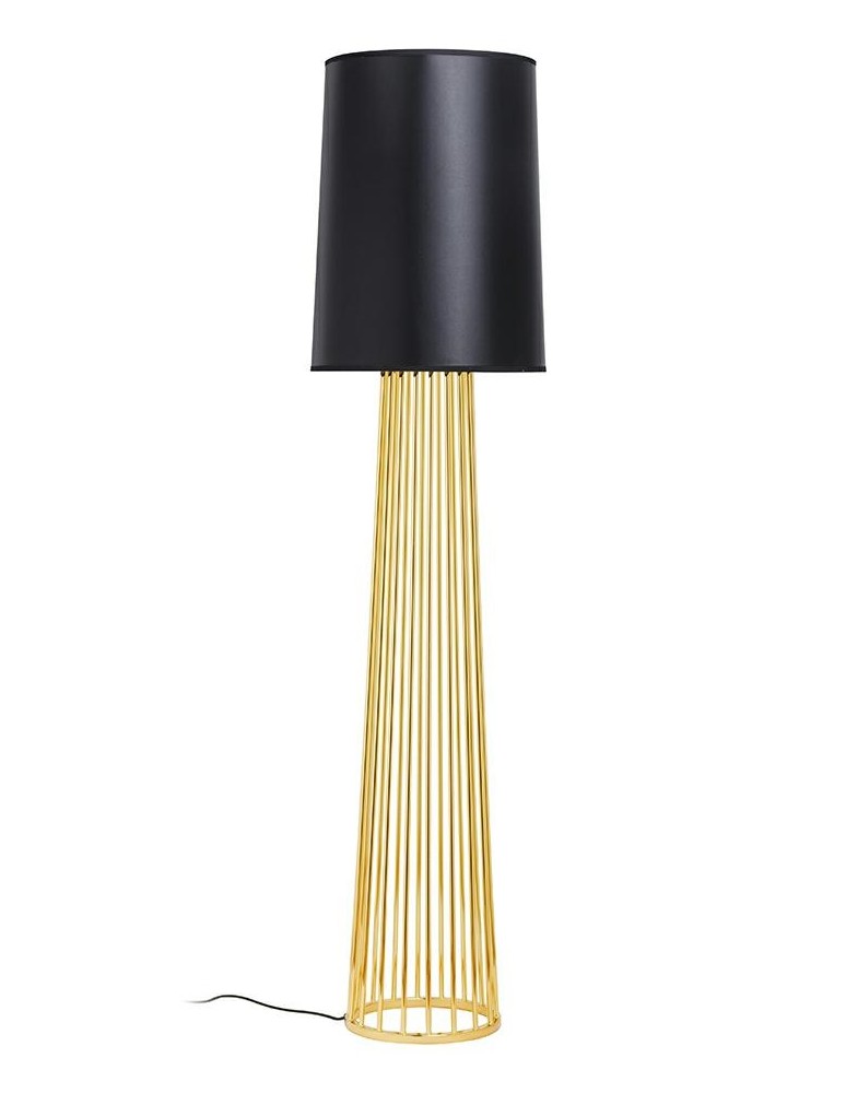 Floor lamps with lampshade - King Home HOLMES STRAIGHT gold floor lamp with black shade - metal (XCF7583-164) - product kolory-swiatla.pl 1