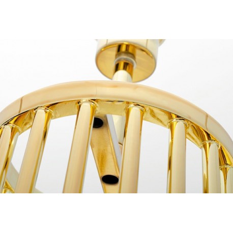 King Home Lampa podłogowa HOLMES STRAIGHT złota z czarnym kloszem - metal (XCF7583-164)