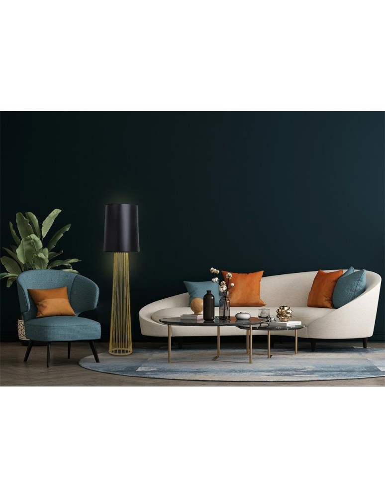 Floor lamps with lampshade - King Home HOLMES STRAIGHT gold floor lamp with black shade - metal (XCF7583-164) - product kolory-swiatla.pl 5