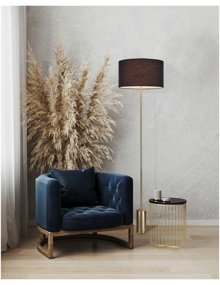 Floor lamps with lampshade - Moosee MOOSEE floor lamp SANTORINI - gold base, black shade (MSE010200131) - product kolory-swiatla.pl 2