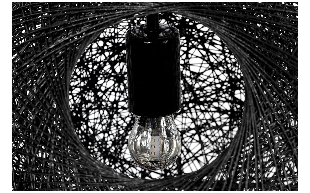 King Home Lampa wisząca LUNA 110 czarna - sznurek konopny (1027S-1100.BLACK)