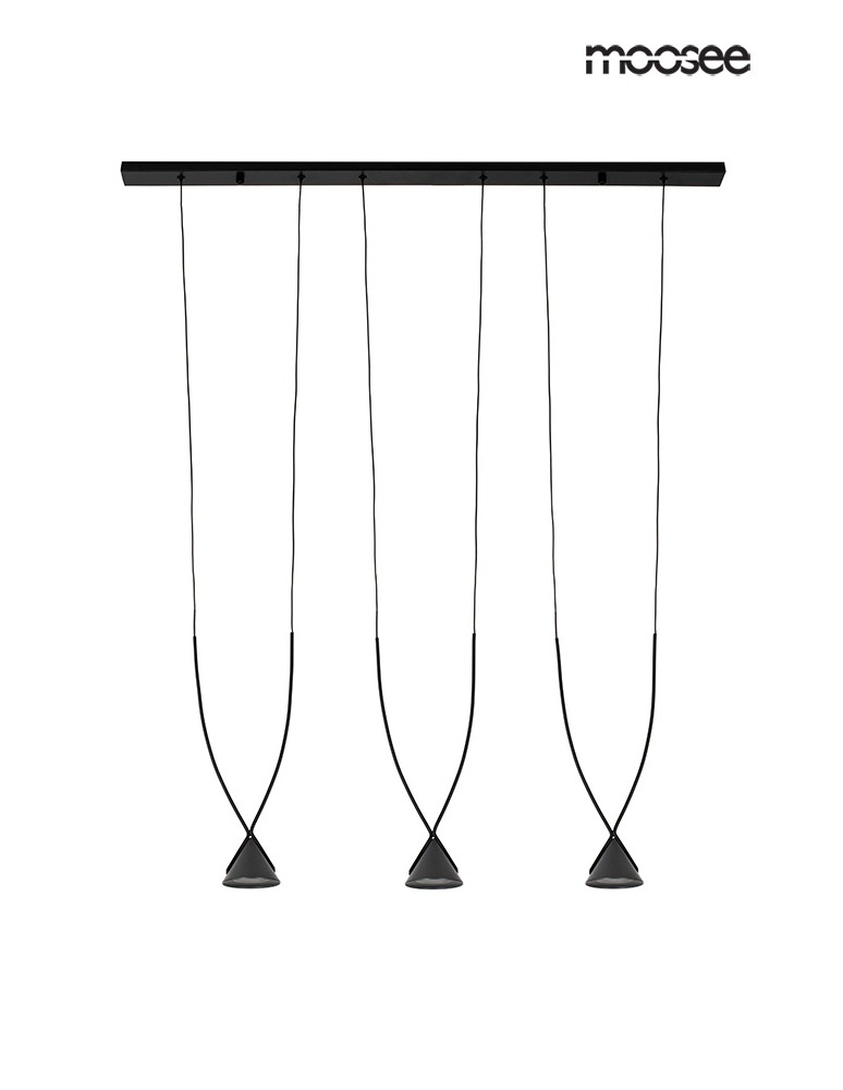 Pendant lamps on a strip - MOOSEE pendant lamp ATLAS 3 black (MSE010100280) - product kolory-swiatla.pl 1