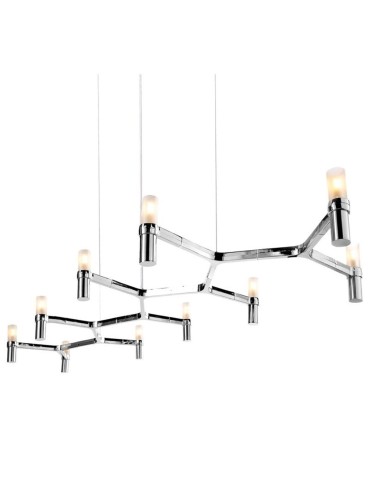 Step into Design CANDLES-10 chrome 165cm pendant lamp