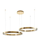 Pendant lamps circles - Step into Design CIRCLE 80+80 LED pendant lamp glossy gold on 1 ceiling light fixture - product 1