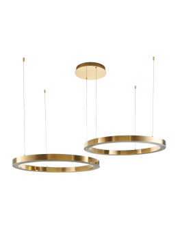 Step into Design CIRCLE 80+80 LED pendant lamp glossy gold on 1 ceiling light fixture