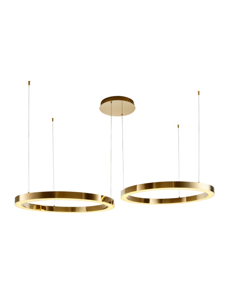 Pendant lamps circles - Step into Design CIRCLE 80+80 LED pendant lamp glossy gold on 1 ceiling light fixture - product kolory-swiatla.pl 3