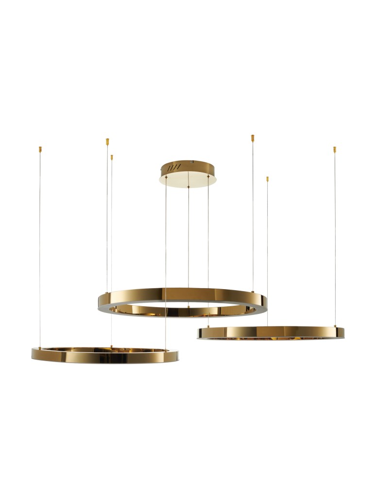 Pendant lamps circles - Step into Design CIRCLE 80+80+80 LED pendant lamp shiny gold on 1 ceiling light fixture - product kolory-swiatla.pl 3