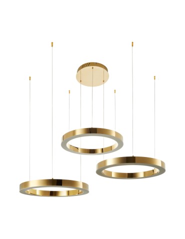 Step into Design CIRCLE 60+60+60 LED pendant lamp shiny gold on 1 ceiling light fixture