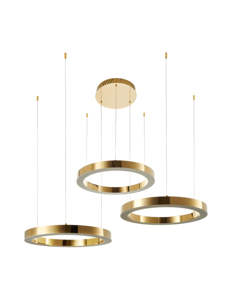 Pendant lamps circles - Step into Design CIRCLE 60+60+60 LED pendant lamp shiny gold on 1 ceiling light fixture - product kolory-swiatla.pl 1