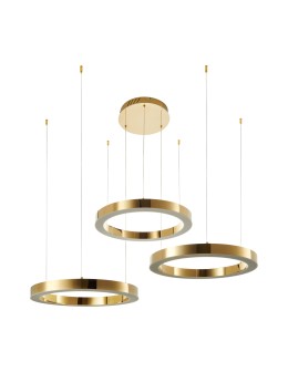Step into Design CIRCLE 60+60+60 LED pendant lamp shiny gold on 1 ceiling light fixture