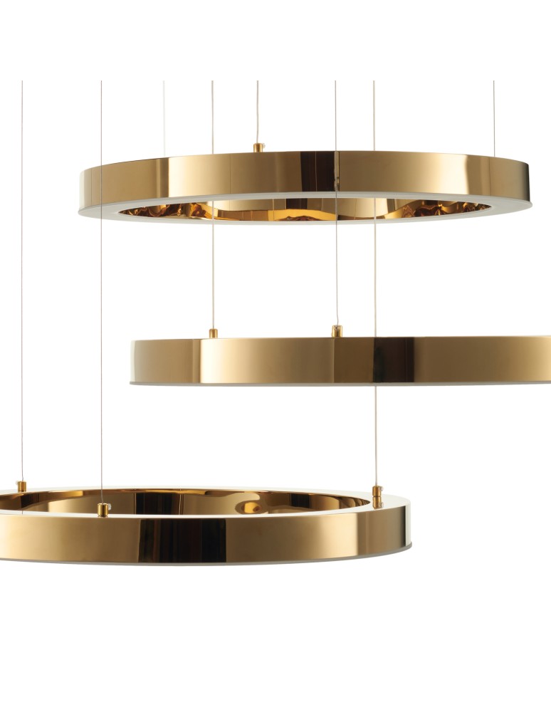 Pendant lamps circles - Step into Design CIRCLE 60+60+60 LED pendant lamp shiny gold on 1 ceiling light fixture - product kolory-swiatla.pl 3