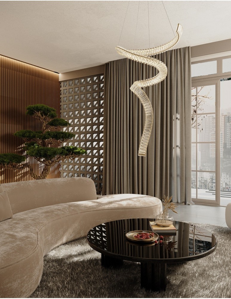 Glamour pendant lamps - Maxlight Charme LED 60W 6000lm 3000K Brushed Gold Pendant Lamp P0477. - product kolory-swiatla.pl 3