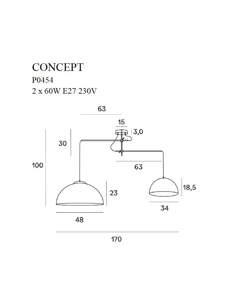 Wire pendant lamps - Maxlight Concept Pendant Lamp Gold P0454. - product kolory-swiatla.pl 3
