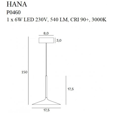 Maxlight Hana LED 6W 3000K Lampa Wisząca Złota P0460