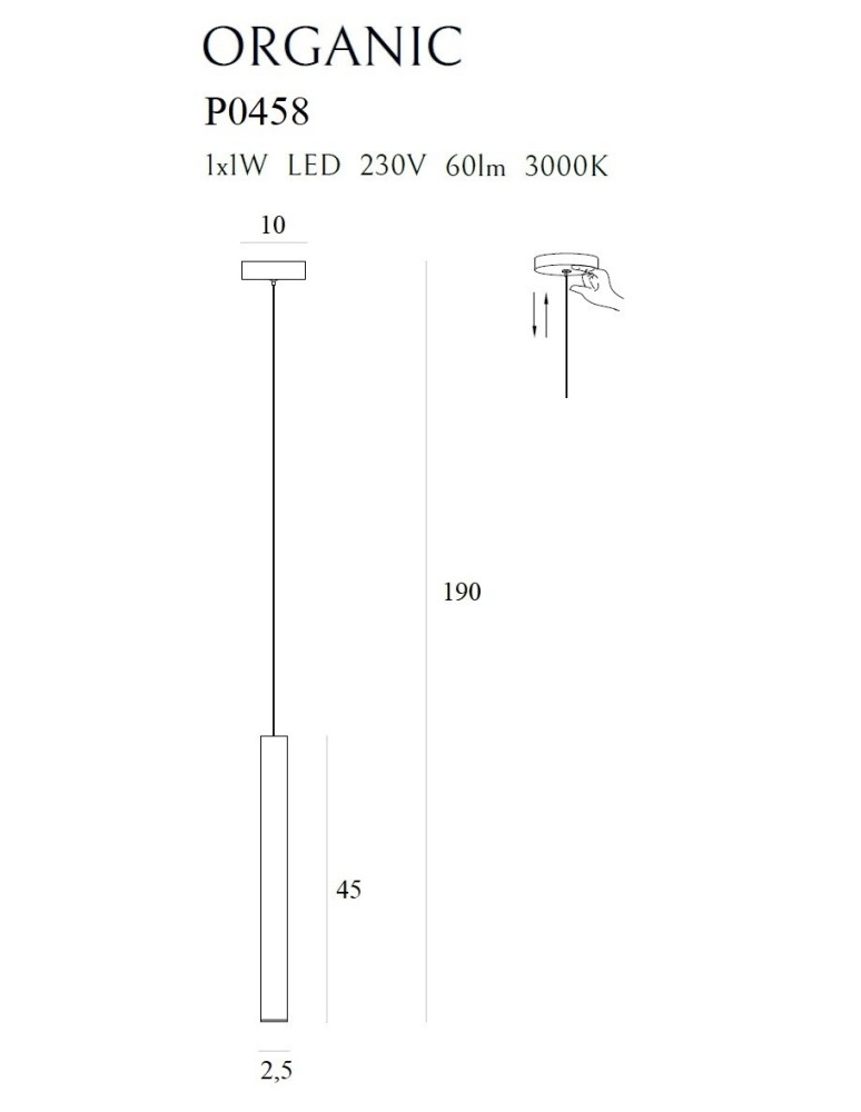 Pendant tube lamps - Maxlight Organic I Pendant Lamp Brushed Gold P0459 - product kolory-swiatla.pl 3