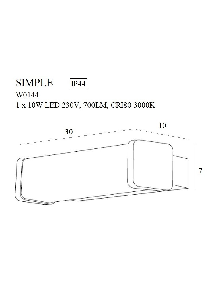 Bathroom wall lamps - Maxlight Wall lamp Simple IP44 10W W0144 - product kolory-swiatla.pl 3