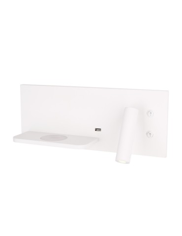 Maxlight Superior wall lamp with USB socket and Induction charger White W0291L