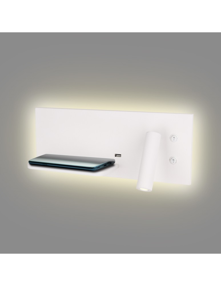 Reading wall lamps - Maxlight Superior wall lamp with USB socket and Induction charger White W0291L - product kolory-swiatla.pl 4