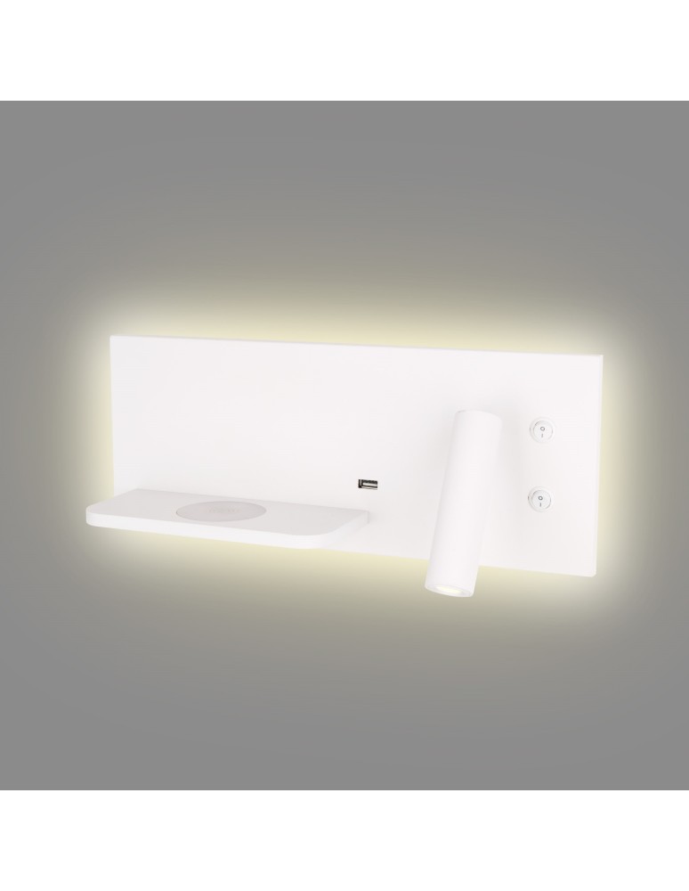 Reading wall lamps - Maxlight Superior wall lamp with USB socket and Induction charger White W0291L - product kolory-swiatla.pl 8