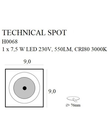 Maxlight Technical Spot 7.5W recessed luminaire H0064. - product 2