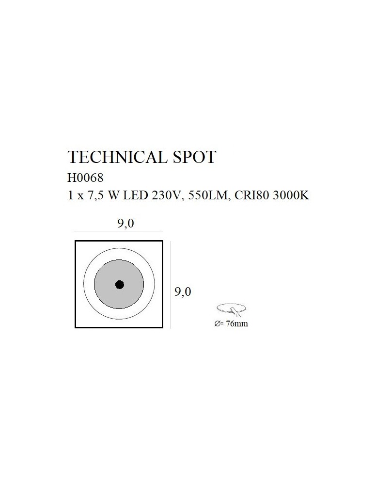 Kategorie produktów - Maxlight Oprawa Wpustowa Technical Spot 7,5W H0064 - produkt kolory-swiatla.pl 2