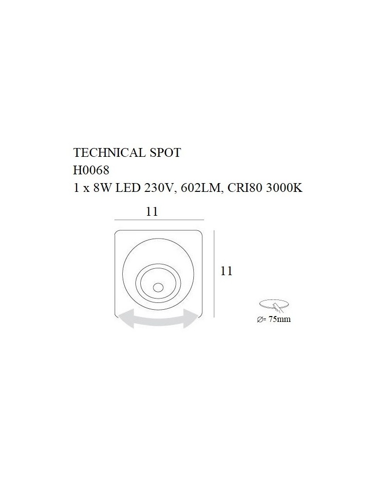 LED flush-mounted lamps - Maxlight Technical Spot 8W recessed luminaire H0068. - product kolory-swiatla.pl 3