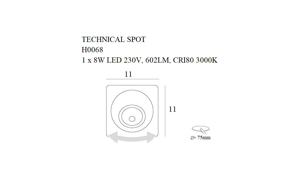 Maxlight Technical Spot LED 8W 3000K Oprawa Wpuszczana Kremowa H0068