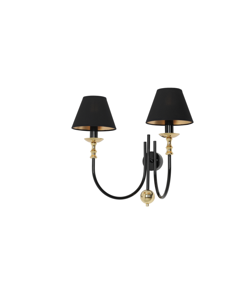 Wall lamps with lampshade - Aldex Wall lamp Roma 2 Black 2 x max 10W LED (1118D1) - product kolory-swiatla.pl 1