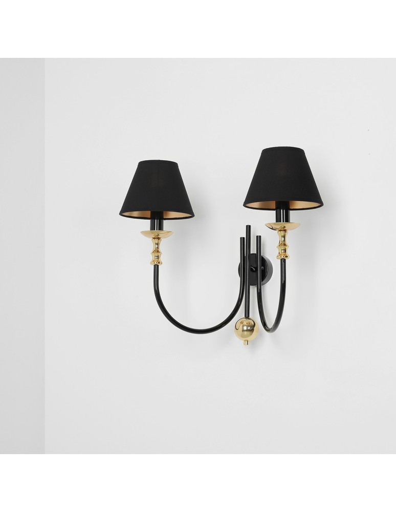 Wall lamps with lampshade - Aldex Wall lamp Roma 2 Black 2 x max 10W LED (1118D1) - product kolory-swiatla.pl 2