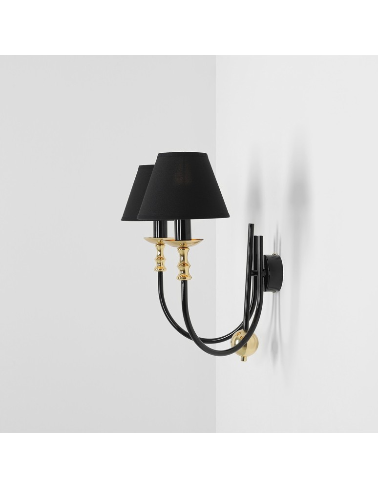Wall lamps with lampshade - Aldex Wall lamp Roma 2 Black 2 x max 10W LED (1118D1) - product kolory-swiatla.pl 4
