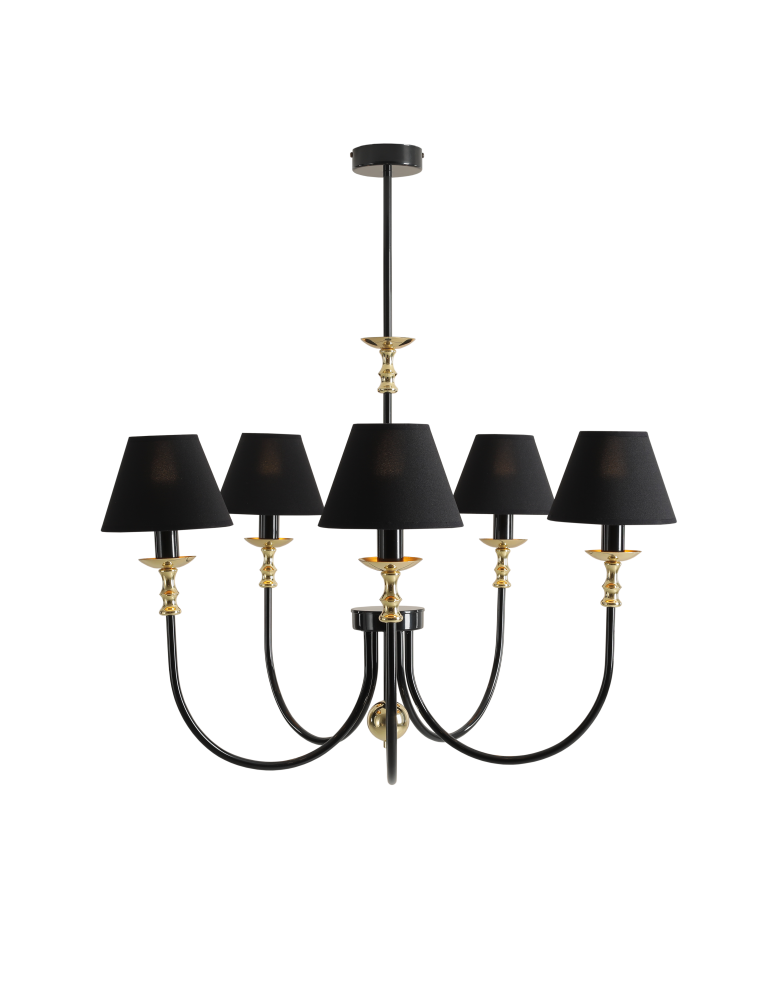 Chandelier with lampshade - Aldex Chandelier Roma 5 Black 5 x max 10W LED (1118F1) - product kolory-swiatla.pl 1