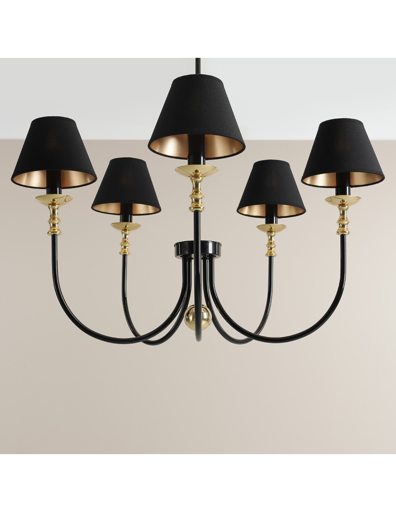 Chandelier with lampshade - Aldex Chandelier Roma 5 Black 5 x max 10W LED (1118F1) - product kolory-swiatla.pl 3